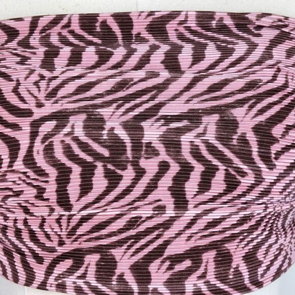 Ramy Brook Adella Strapless Crop Top in Flirt Pink - S - Zebra Print, Tie Back - Picture 4 of 10